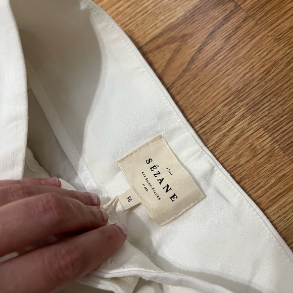 NWT SEZANE Marty Trousers Pants in Ecru/ Ivory Sz FR36 US4 - Picture 9 of 12
